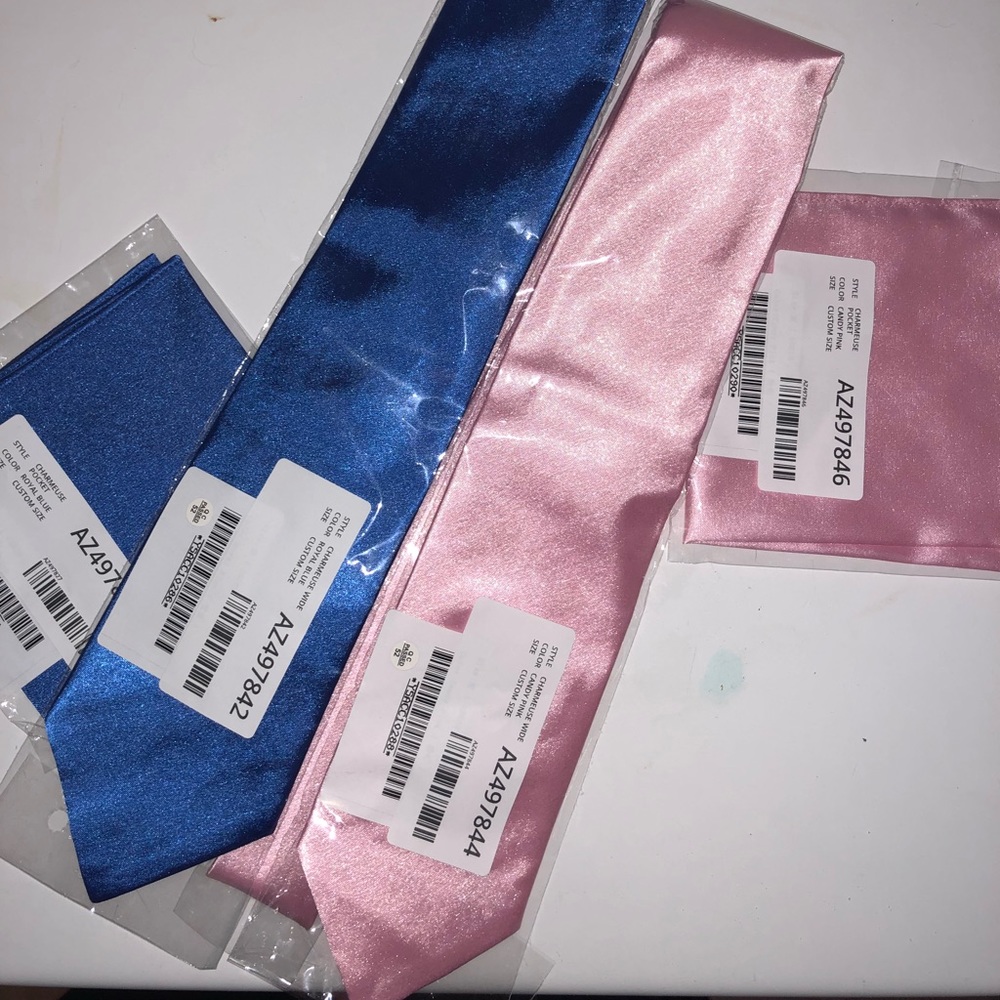 Azazie Charmeuse wide tie and pocket square